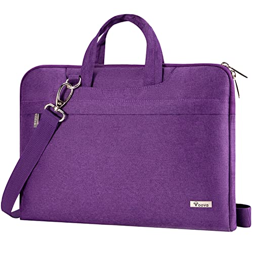 Voova 17 17.3 Inch Laptop Sleeve Case, Slim Women Men Shoulder Hand Bag Compatible with Razer Blade Pro 17, Lenovo Dell Asus Acer HP Notebook Messenger Briefcase with Strap, Waterproof, Purple