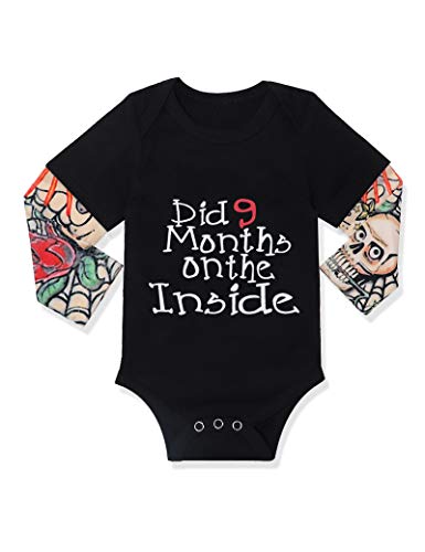 Baby Boy Clothes 0-3 Months, Baby Clothes Letter Print Romper Tattoo Sleeves Bodysuit for Boy