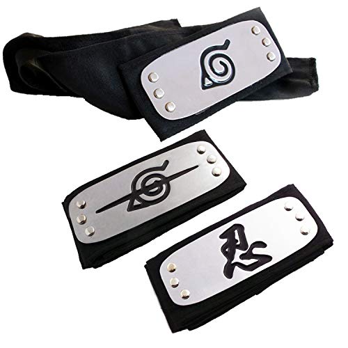 Lystin Na Headband, 3 PCS Na Cosplay Headband Na Leaf and Anti Leaf Village Ninja Headband Ninja Kakashi Cosplay Accessories