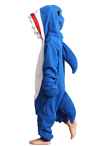 OGU' DEAL Shark Onesie Sleepwear for Kids Animal Costume Halloween Hooded Jumpsuit with Pockets(Shark,115)