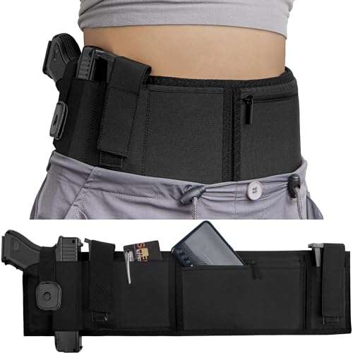 Belly Band Holster for Concealed Carry, KUMGIM Belly Gun Holsters for Men Women 380 9MM, Waist Band Holster Conceal Carrier Belt Airsoft Holster Fits G19 G17 G42 G43, Smith Wesson, Taurus, Ruger