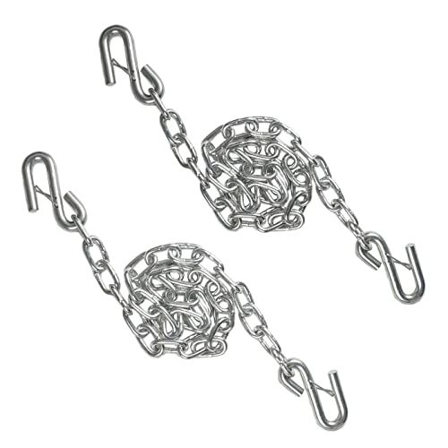 AYMMIC 1/4'' x 48''Trailer Safety Chain with 2 Latches S Hook,3,500Lbs Capacity,G30,Secures Tow Vehicle to Trailer,for RV, Trailer, Truck,and Boat Towing