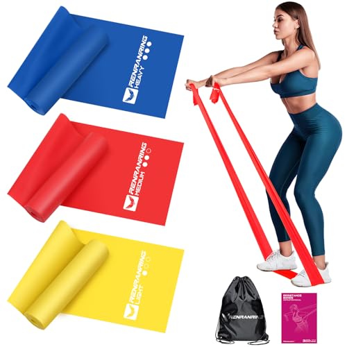 RENRANRING Resistance Bands for Working Out, Exercise Bands for Physical Therapy, Stretch, Recovery, Pilates, Rehab, Strength Training and Yoga Starter Set
