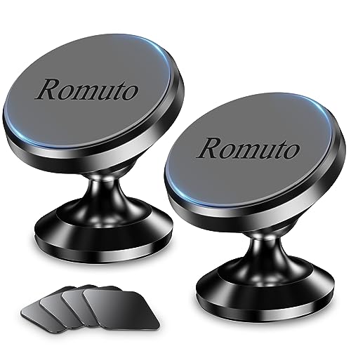 【 2-Pack 】 Magnetic Phone Holder for car Dashboard [ Strong Magnet ] [ 4 Metal Plate ] iPhone Magnetic Phone Mount for car, [ 360° Rotation ] Universal Dash Car Mount Fits All Cell Phone