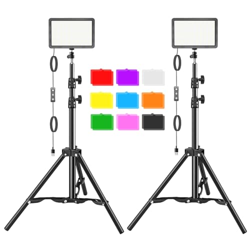 Hagibis Studio LED Video Light Kit - 9 Color Filters, Adjustable Tripod, for Photo Video Streaming