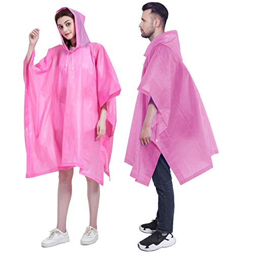 HLKZONE Rain Ponchos for Adults, [Pack of 2] Portable EVA Rain Coat Rain Jacket Reusable Raincoats with Drawstring Hood