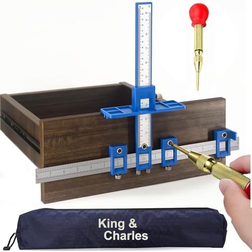King&Charles Cabinet Hardware Jig, Cabinet Handle Jig with Automatic Center Punch, Cabinet Jig for Handles and Pulls on Drawers/Cabinets, Cabinet Hardware Template Tool Perfect Set.