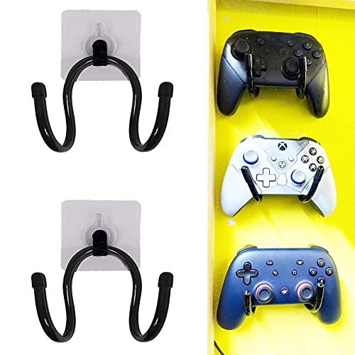 Universal Adhesive Game Controller Organizer Wall Rack Wall Mount Wall Clip Wall Hanger for Xbox One PS4 Switch Pro Game Controller,Headphone Holder – Easy to install - 2 Pack