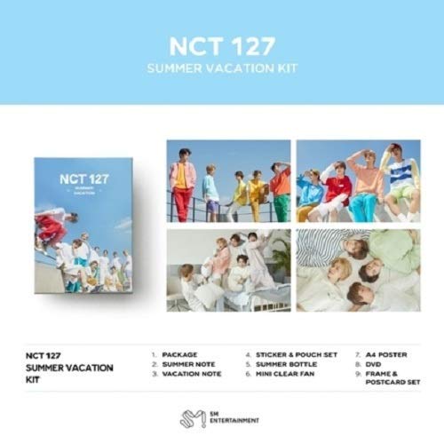 NCT 127-2019 NCT 127 Summer Vacation KIT DVD+2Notes+Summer Bottle+Mini Clear Fan+On Pack Posters+Frame&Film Set+Double Side Extra Photocards Set