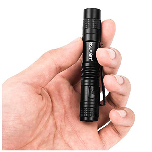 RISEMART Super Small Mini Flashlight AAA 100 Lumens Ultra Bright LED Pen light Pocket Clip Tactical Torch Lamp(3.5')