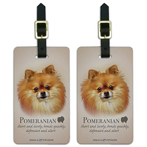 Pomeranian Dog Breed Luggage ID Tags Suitcase Carry-On Cards - Set of 2