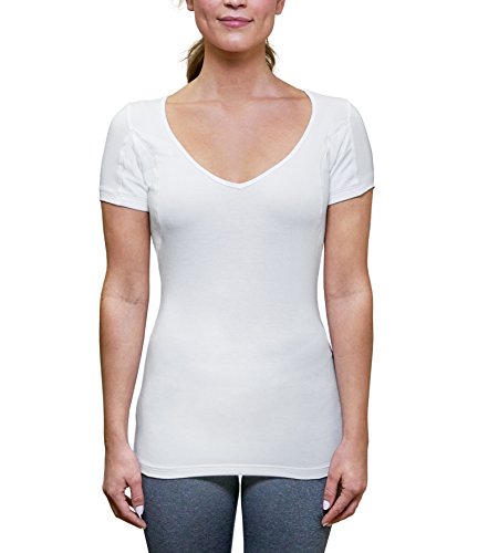 T THOMPSON TEE Women's Sweatproof Undershirt – Slim Fit Deep V-Neck, White, X-Small