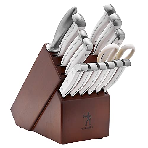 HENCKELS Statement Razor-Sharp 15-Piece White Handle Knife Set with Block, German Engineered Knife Informed by over 100 Years of Mastery
