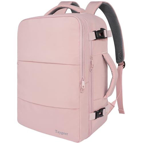 Taygeer Laptop Backpack for Women, Large Travel Backpack with 17.3 inch Laptop Compartment, TSA Friendly 40l Carry On Backpack, Daypack Business Computer Bag for Office Work Travel Essentials, Pink