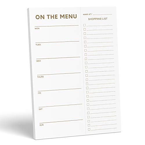 Sweetzer & Orange Gold Meal Planner and Grocery List Magnetic Notepad. 7x10” Meal Planning Pad with Tear Off Shopping List. Plan Weekly Menu Food for Weight Loss or Dinner List for Family!