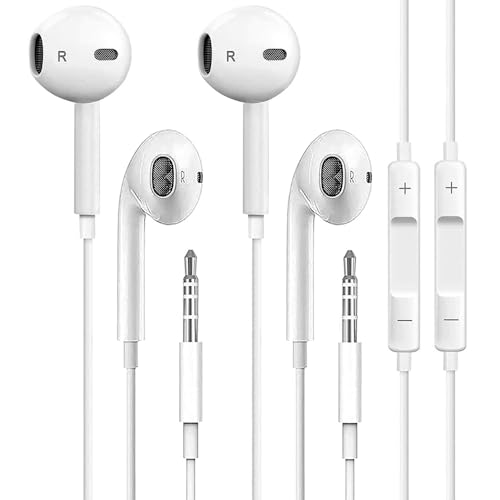 2 Packs Apple Headphones/Earbuds/Earphones Wired with 3.5mm Plug [Apple MFi Certified] with Microphone, Volume Control Compatible with iPhone,iPad,iPod,Computer,MP3/4,Android Most 3.5mm Audio Devices