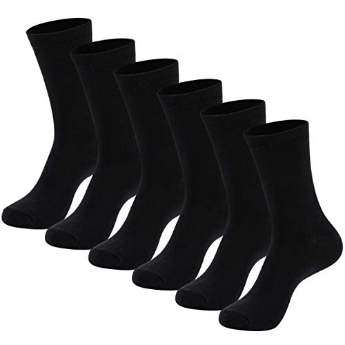 MAGIARTE Mens Dress Socks Soft Cotton Crew Socks Black Socks for Men 6-Pack (Black, XL)