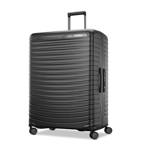 Samsonite Framelock Max Hardside Luggage with Spinner Wheels, Lightweight zipper-less, LARGE SPINNER, ASPHALT BLACK