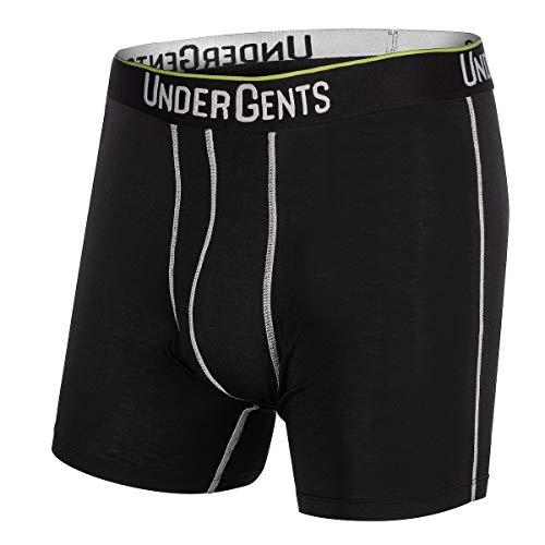 UnderGents Men's Boxer Brief Underwear. 4.5' Leg & Flyless Pouch for Ultra-Soft Cooling Men's Comfort (Black size: 2XL)