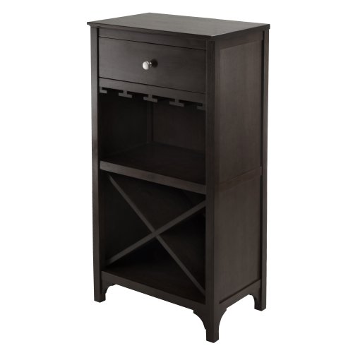 Winsome Ancona X Shelf Modular Wine Cabinet With 1-Drawer, Glass Rack, Dark Espresso (92745)