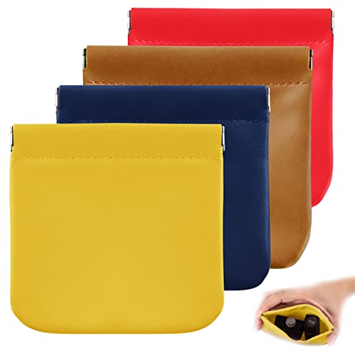 4Pcs Pocket Cosmetic Bag for Purses, Leather Small Makeup Bag Cosmetic Pouch for Women, Portable No Zipper Makeup Pouch Coin Purse Jewelry Pouch Travel Storage for Cosmetics Headphones Jewelry