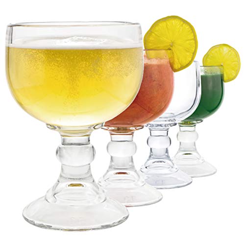 Chefcaptain Margarita Glass Schooner- 21.5 Oz Set Of 4 Extra Large Goblet Crystal Style ZERO LEAD Shrimp Cocktail, Coronaritas, Margaritas 4 PACK