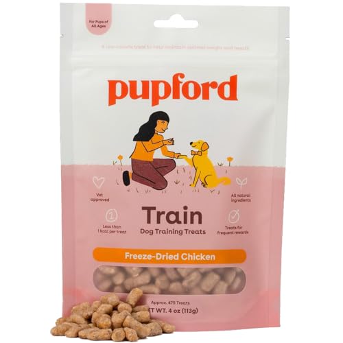 Pupford Freeze Dried Puppy & Dog Training Treats, 475+ Healthy, Natural, Low-Calorie Treats for Small, Medium, & Large Breeds (Chicken, 4 oz)