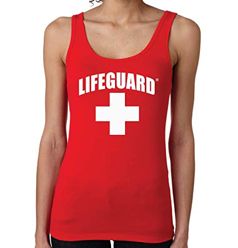 LIFEGUARD Officially Licensed Womens Printed Tank Top Cotton Red X-Large