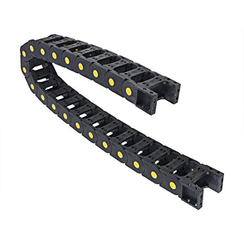 4Pcs Drag Chain R55 25mm x 50mm(Inner H x Inner W) Plastic Black Cable Wire Carrier Drag Chain Bridge Type with End Connectors for Electrical CNC Machine