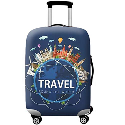 WUJIAONIAO Travel Luggage Cover Spandex Suitcase Protector Washable Baggage Covers (L (for 25-28 inch luggage), TRAVEL)