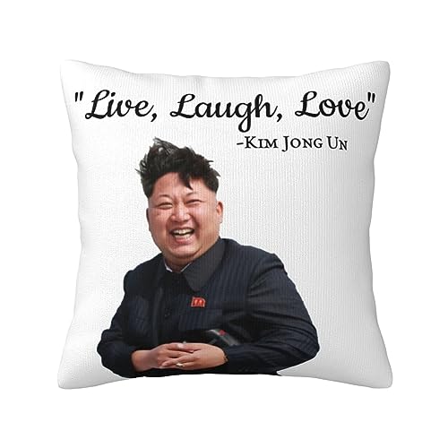 academyz Kim Jong Un Live Laugh Love Throw Pillow Covers Cozy Square Throw Pillow Case Home Decorative for Bed Couch Sofa Living Room Cushion Cover 18inchX18inch