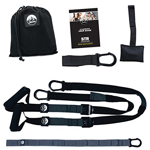 POSTURELY Bodyweight Trainer Kit - Suspension Resistance Training Straps for Full Body Workouts at Home- Black 2 (Black)