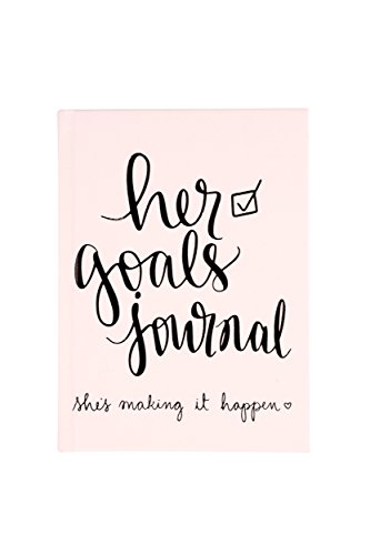 Eccolo Inspirational Quote Journal for Women, Hardcover Notebook, Faux Leather, Lay Flat Notebook, “Her Goals Journal”, Dayna Lee Collection (Light Pink, 5x7 Inches)