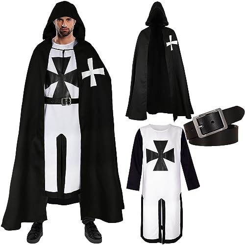 Vermeyen Medieval Crusader Knight Costume Templar Knights Costumes for Men, Renaissance Halloween Crusader Tunic