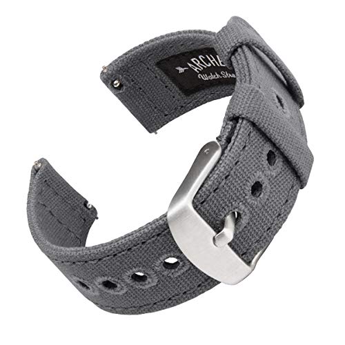 Archer Watch Straps - Canvas Quick Release Replacement Watch Bands (Slate Gray, 20mm)