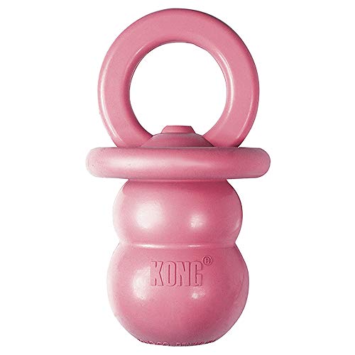 KONG Puppy Binkie - Pacifier Dog Toy for Puppies - Stuffable Chew Toy for Puppy Playtime - Durable Natural Rubber Dog Treat Toy for Teething Puppy - for Small Puppies - Pink