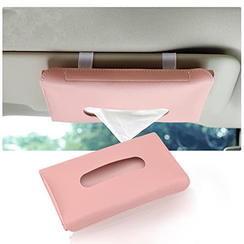 Pincuttee Car Tissue Holder,Sun Visor Tissue Holder for Car Leather,PU Leather Tissue Box Holder,Tissue Dispenser for Car Visor(1PC,Pink)