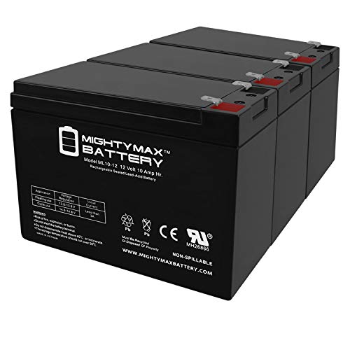 Mighty Max Battery ML10-12 - 12V 10AH 26058 CB10-12 CE5 CE6 MA 2.0 Lawn Mower Battery - 3 Pack