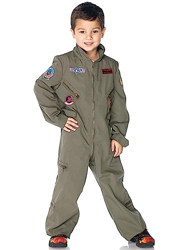 Leg Avenue boys Top Gun Movie Flight Suit - Cute Family Halloween Onesie for Kids Adult Sized Costumes, Khaki, Small US