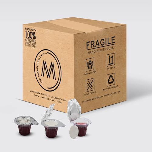 The Miracle Meal Pre-filled Communion Cups and Wafer Set - Box of 100 - Made with Concord Grape Juice & Wafer-Made in the USA