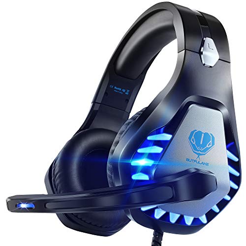 Awinnasey Gaming Headset with Microphone for PC PS4 Headset Xbox One Headset Over Ear Headset for PS5 Switch Noise Cancelling Headphones with Mic & LED Lights for Kids Adults Black