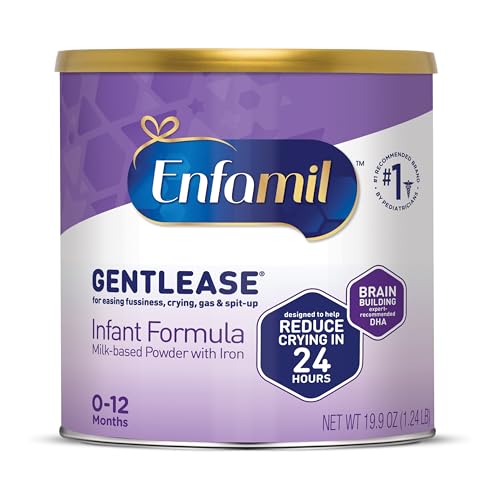 Enfamil Gentlease Baby Formula, Clinically Proven to Reduce Fussiness, Crying, Gas & Spit-up in 24 hours, Brain-Building Omega-3 DHA & Choline, Baby Milk, 19.9 Oz Powder Can​
