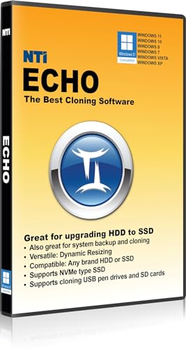 NTI Echo 5 | Disk Cloning & Migration Software | Make an exact copy of HDD or SSD with Dynamic Resizing | Available in Download | Permanent License (Not A Subscription!)