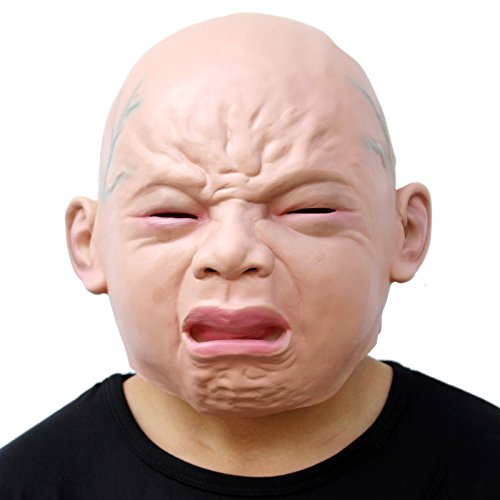 CreepyParty Releastic Human Mask Novelty Halloween Costume Party Latex Head Masks (crying baby)