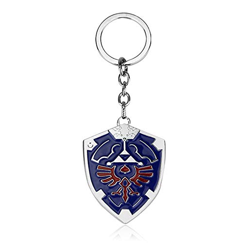 DeltaHalo | Link Shield Keychain Legend of Zelda Keyring |'Thin-Tin' Super Light Weight Metal Keychain (Blue), Small