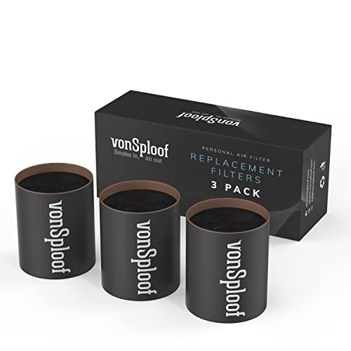 vonSploof Personal Air Filter To Trap Smoke & Odor - Easy To Use & Long Lasting Replaceable Filter I Lasts up to 3 x 500+ uses I Eliminate Smoke For Roommates and Buddy