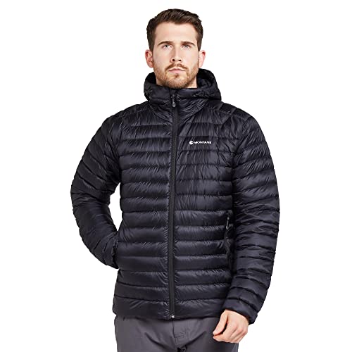 Montane Men’s Anti-Freeze Hooded Down Insulated Jacket for Hiking, Climbing, & Skiing - Black - X-Large