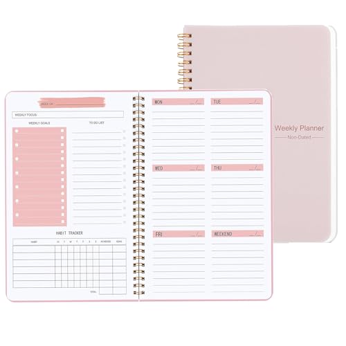 Weekly Planner Undated Planner Book with To-Do List,Weely Goals,Habit Tracker, 5.7'X 8' Inch for 52 Weeks Planning Pink for Women