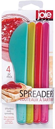 Joie Spreaders, Reusable Plastic Knives, Assorted Colors, 4 Count