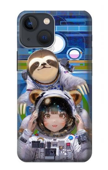 R3915 Raccoon Girl Baby Sloth Astronaut Suit Case Cover for iPhone 14 Plus